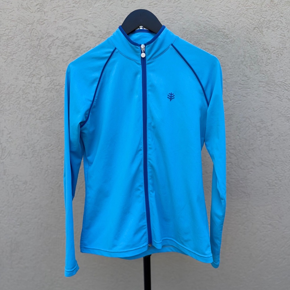 Coolibar Women's Long-Sleeve
Rashguard Jacket Small Blue UPF Full Zip Swim Sun